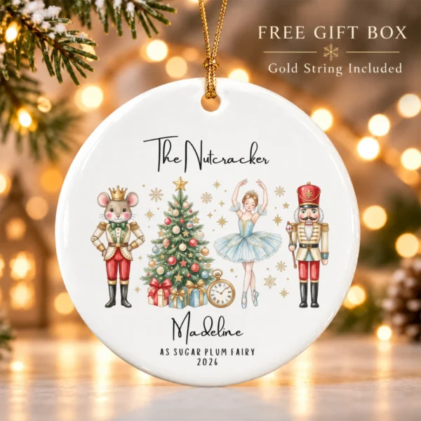 Personalized Nutcracker Ornament with Name and Year for Ballet Dancers — alternate product mockup personalized nutcracker ornament with name and year for ballet dancers product image product photo