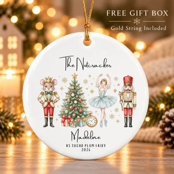 Personalized Nutcracker Ornament with Name and Year for Ballet Dancers — alternate product mockup personalized nutcracker ornament with name and year for ballet dancers product image product photo