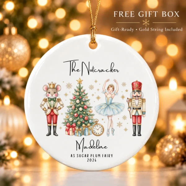 Personalized Nutcracker Ornament with Name and Year for Ballet Dancers — alternate product mockup personalized nutcracker ornament with name and year for ballet dancers product image lifestyle scene