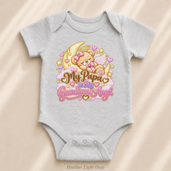Personalized Papa Guardian Angel Memorial Baby Bodysuit — alternate product mockup personalized papa guardian angel memorial baby bodysuit alternate angle