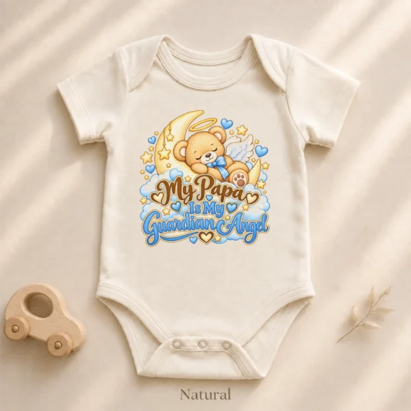 Personalized Papa Guardian Angel Memorial Baby Bodysuit — alternate product mockup personalized papa guardian angel memorial baby bodysuit product detail