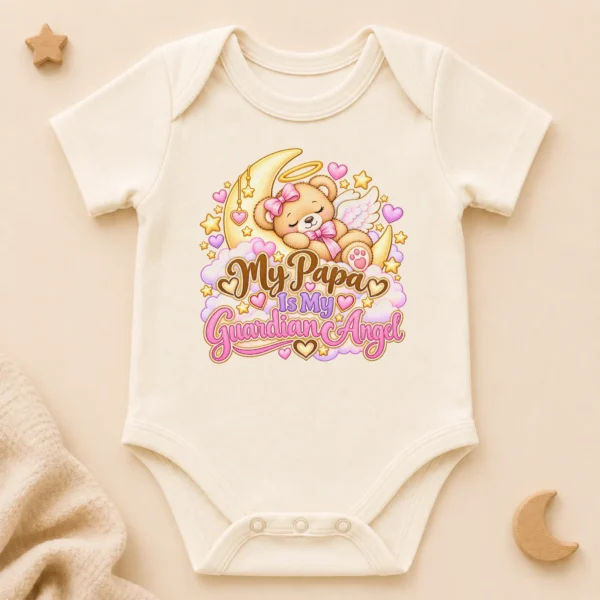 Personalized Papa Guardian Angel Memorial Baby Bodysuit — alternate product mockup personalized papa guardian angel memorial baby bodysuit styled product photo