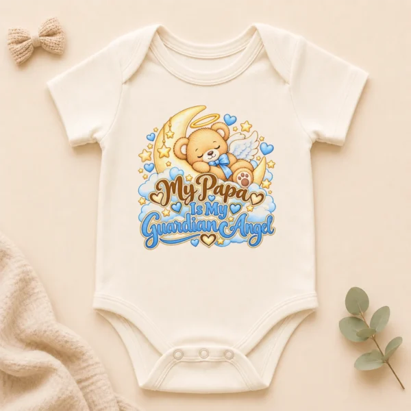 Personalized Papa Guardian Angel Memorial Baby Bodysuit — alternate product mockup personalized papa guardian angel memorial baby bodysuit product photo