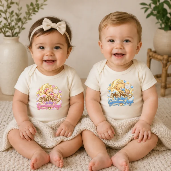 Personalized Papa Guardian Angel Memorial Baby Bodysuit — baby bodysuit mockup personalized papa guardian angel memorial baby bodysuit model mockup