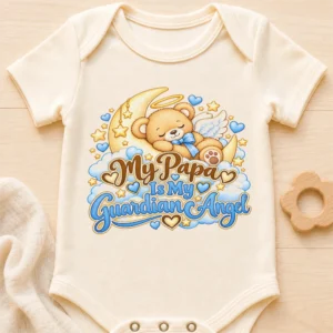 personalized papa guardian angel memorial baby bodysuit close-up detail
