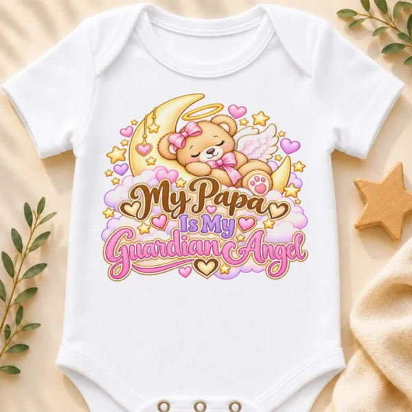 Personalized Papa Guardian Angel Memorial Baby Bodysuit — baby bodysuit mockup personalized papa guardian angel memorial baby bodysuit close-up detail