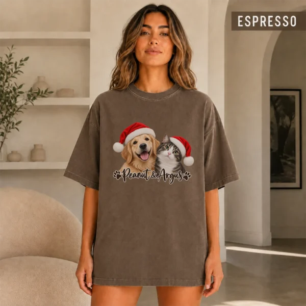 Personalized Pet Christmas Sweatshirt, Custom Dog Cat Photo Shirt — alternate product mockup personalized pet photo sweatshirt t-shirt color options