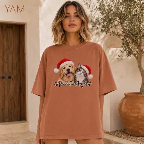 Personalized Pet Christmas Sweatshirt, Custom Dog Cat Photo Shirt — alternate product mockup personalized pet photo sweatshirt t-shirt color options