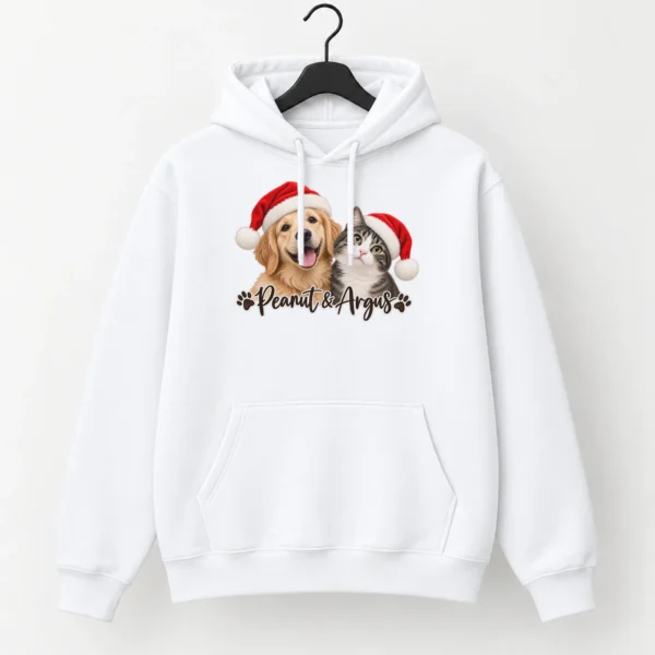 Personalized Pet Christmas Sweatshirt, Custom Dog Cat Photo Shirt — alternate product mockup personalized pet photo sweatshirt t-shirt mockup view