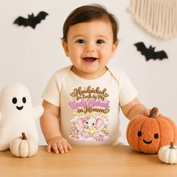 Personalized Uncle in Heaven Handpicked Baby Bodysuit — baby bodysuit mockup personalized uncle in heaven handpicked baby bodysuit product photo