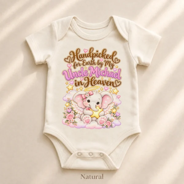 Personalized Uncle in Heaven Handpicked Baby Bodysuit — alternate product mockup personalized uncle in heaven handpicked baby bodysuit lifestyle scene