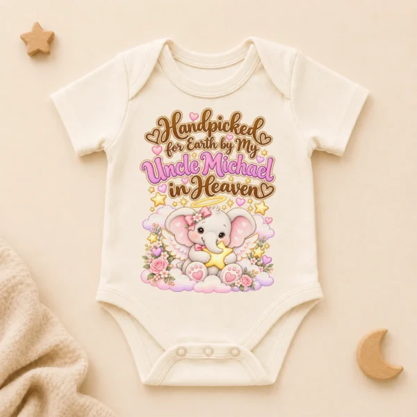 Personalized Uncle in Heaven Handpicked Baby Bodysuit — alternate product mockup personalized uncle in heaven handpicked baby bodysuit product photo