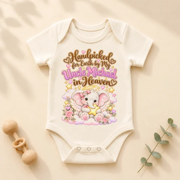 Personalized Uncle in Heaven Handpicked Baby Bodysuit — alternate product mockup personalized uncle in heaven handpicked baby bodysuit product photo