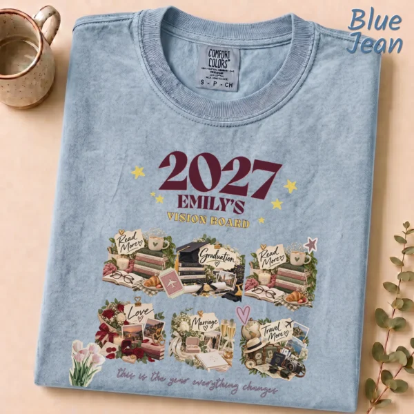 Personalized Vision Board Shirt, Custom 2027 Goals New Year Tee — alternate product mockup personalized vision board shirt t-shirt product photo