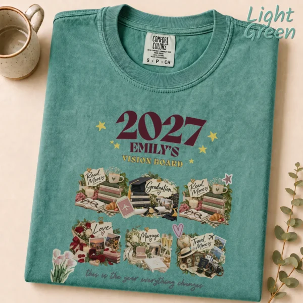 Personalized Vision Board Shirt, Custom 2027 Goals New Year Tee — alternate product mockup personalized vision board shirt t-shirt styled product photo
