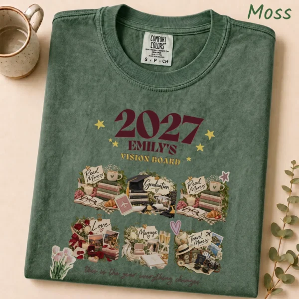 Personalized Vision Board Shirt, Custom 2027 Goals New Year Tee — alternate product mockup personalized vision board shirt t-shirt product photo