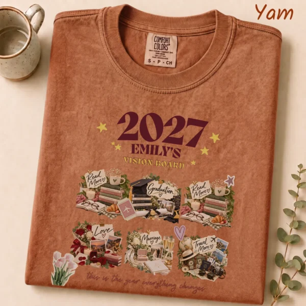 Personalized Vision Board Shirt, Custom 2027 Goals New Year Tee — alternate product mockup personalized vision board shirt t-shirt product detail