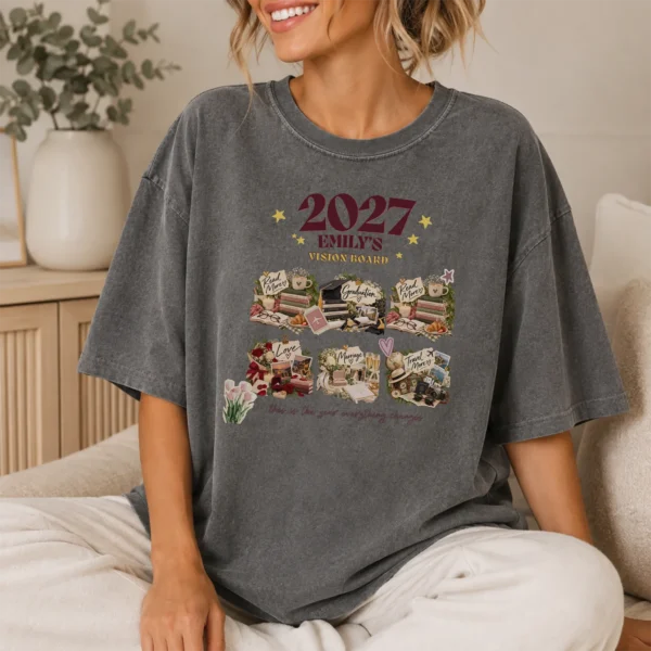 Personalized Vision Board Shirt, Custom 2027 Goals New Year Tee — lifestyle mockup personalized vision board shirt t-shirt lifestyle scene