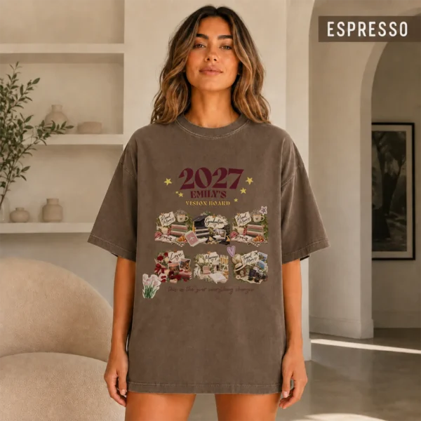 Personalized Vision Board Shirt, Custom 2027 Goals New Year Tee — alternate product mockup personalized vision board shirt t-shirt color options