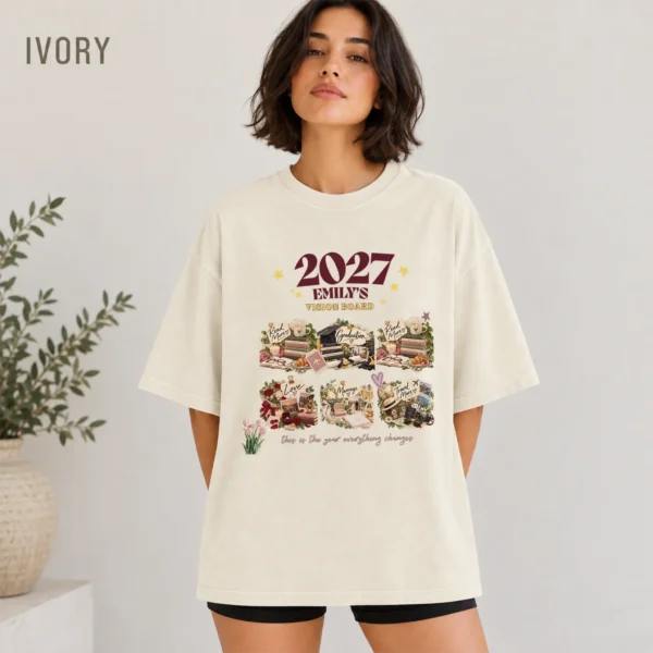 Personalized Vision Board Shirt, Custom 2027 Goals New Year Tee — alternate product mockup personalized vision board shirt t-shirt color options