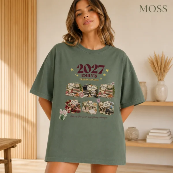 Personalized Vision Board Shirt, Custom 2027 Goals New Year Tee — alternate product mockup personalized vision board shirt t-shirt color options
