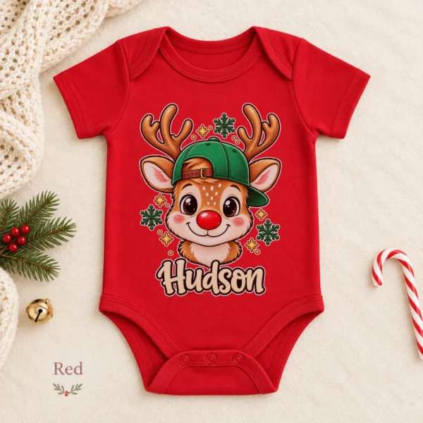 Personalized Xmas Reindeer Bodysuit & Toddler Tee, Sweatshirt, Hoodie — alternate product mockup personalized xmas reindeer bodysuit & toddler tee baby bodysuit color options