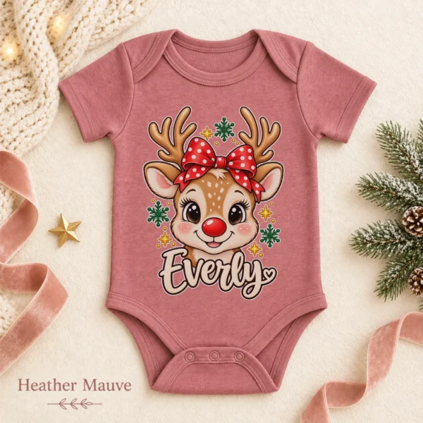 Personalized Xmas Reindeer Bodysuit & Toddler Tee, Sweatshirt, Hoodie — alternate product mockup personalized xmas reindeer bodysuit & toddler tee baby bodysuit color options
