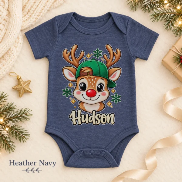 Personalized Xmas Reindeer Bodysuit & Toddler Tee, Sweatshirt, Hoodie — alternate product mockup personalized xmas reindeer bodysuit & toddler tee baby bodysuit color options