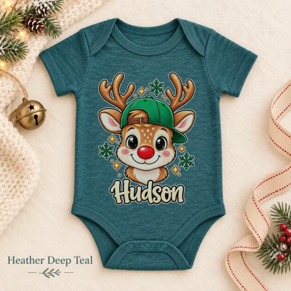 Personalized Xmas Reindeer Bodysuit & Toddler Tee, Sweatshirt, Hoodie — alternate product mockup personalized xmas reindeer bodysuit & toddler tee baby bodysuit color options