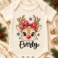 personalized xmas reindeer bodysuit & toddler tee baby bodysuit product photo