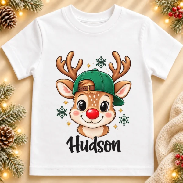 Personalized Xmas Reindeer Bodysuit & Toddler Tee, Sweatshirt, Hoodie — toddler shirt mockup personalized xmas reindeer bodysuit & toddler tee baby bodysuit mockup view