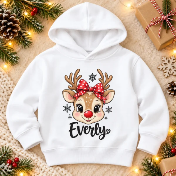 Personalized Xmas Reindeer Bodysuit & Toddler Tee, Sweatshirt, Hoodie — alternate product mockup personalized xmas reindeer bodysuit & toddler tee baby bodysuit product photo