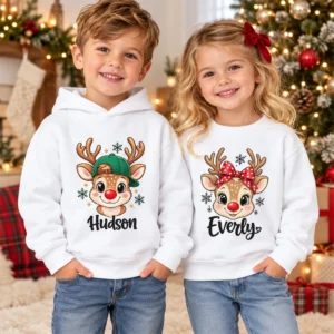 personalized xmas reindeer bodysuit & toddler tee baby bodysuit