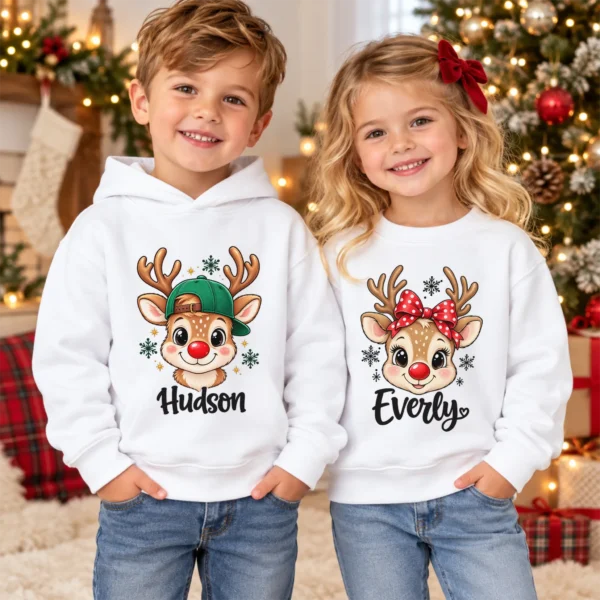personalized xmas reindeer bodysuit & toddler tee baby bodysuit