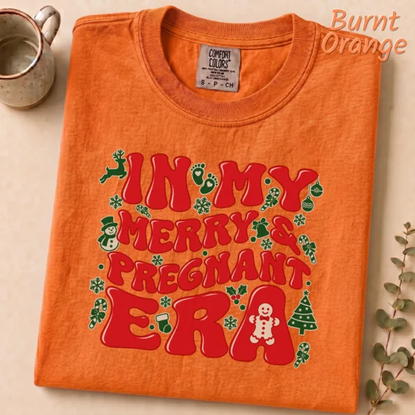 Pregnancy Adult Shirt, New Year's Festive Typography — alternate product mockup pregnancy adult shirt t-shirt product photo