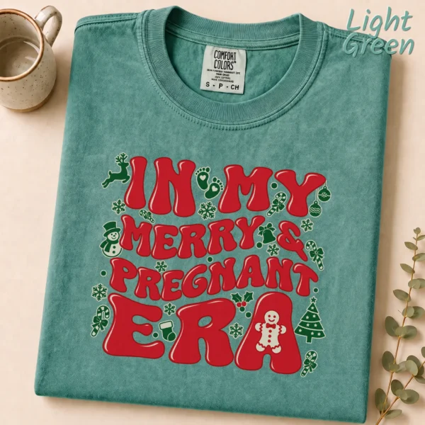 Pregnancy Adult Shirt, New Year's Festive Typography — alternate product mockup pregnancy adult shirt t-shirt product photo