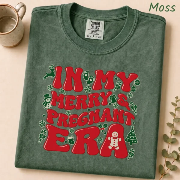 Pregnancy Adult Shirt, New Year's Festive Typography — alternate product mockup pregnancy adult shirt t-shirt product detail