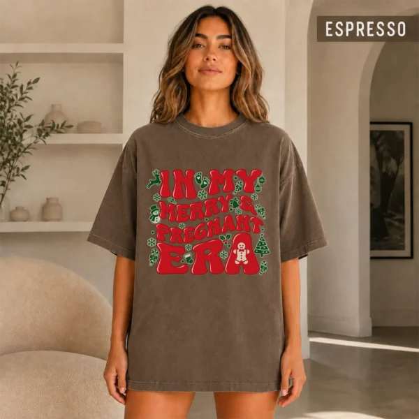 Pregnancy Adult Shirt, New Year's Festive Typography — alternate product mockup pregnancy adult shirt t-shirt color options
