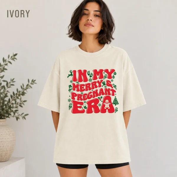 Pregnancy Adult Shirt, New Year's Festive Typography — alternate product mockup pregnancy adult shirt t-shirt color options