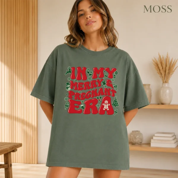 Pregnancy Adult Shirt, New Year's Festive Typography — alternate product mockup pregnancy adult shirt t-shirt color options