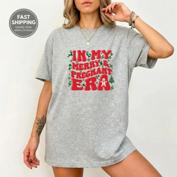 Pregnancy Adult Shirt, New Year's Festive Typography — alternate product mockup pregnancy adult shirt t-shirt product photo
