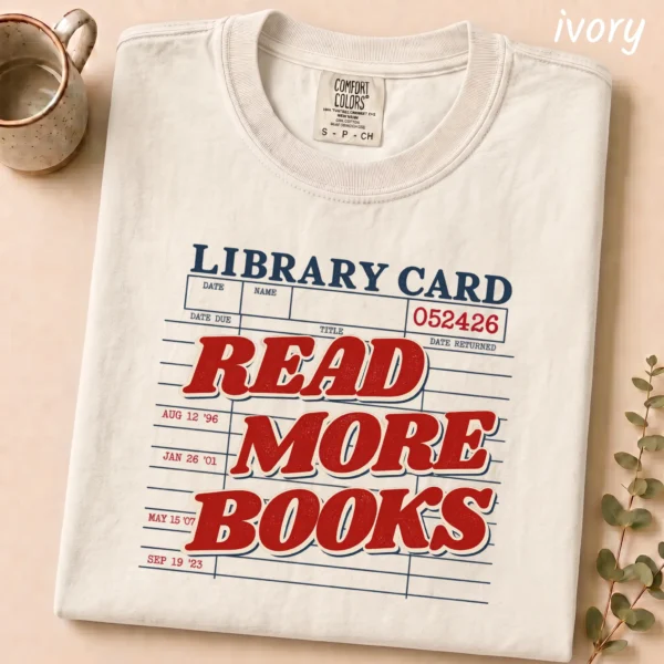 Read More Books Shirt, Sweatshirt & Hoodie — alternate product mockup read more books shirt t-shirt close-up detail
