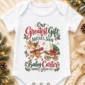 reindeer christmas pregnancy announcement personalized baby bodysuit close-up detail