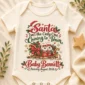 santa christmas pregnancy announcement personalized baby bodysuit close-up detail