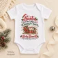 santa christmas pregnancy announcement personalized baby bodysuit color options