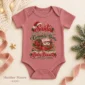 santa christmas pregnancy announcement personalized baby bodysuit color options