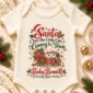 santa christmas pregnancy announcement personalized baby bodysuit close-up detail
