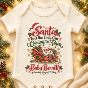 santa christmas pregnancy announcement personalized baby bodysuit