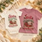 santa christmas pregnancy announcement personalized baby bodysuit lifestyle scene