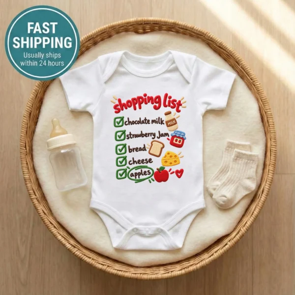 Shopping List Chenille Look Baby Bodysuit & Toddler Clothing — baby bodysuit mockup shopping list baby bodysuit product photo
